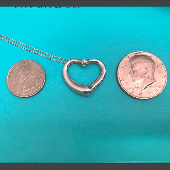 ♦️Sold♦️ Elsa Peretti Open Heart Diamond Pendant - Picture 4 of 6